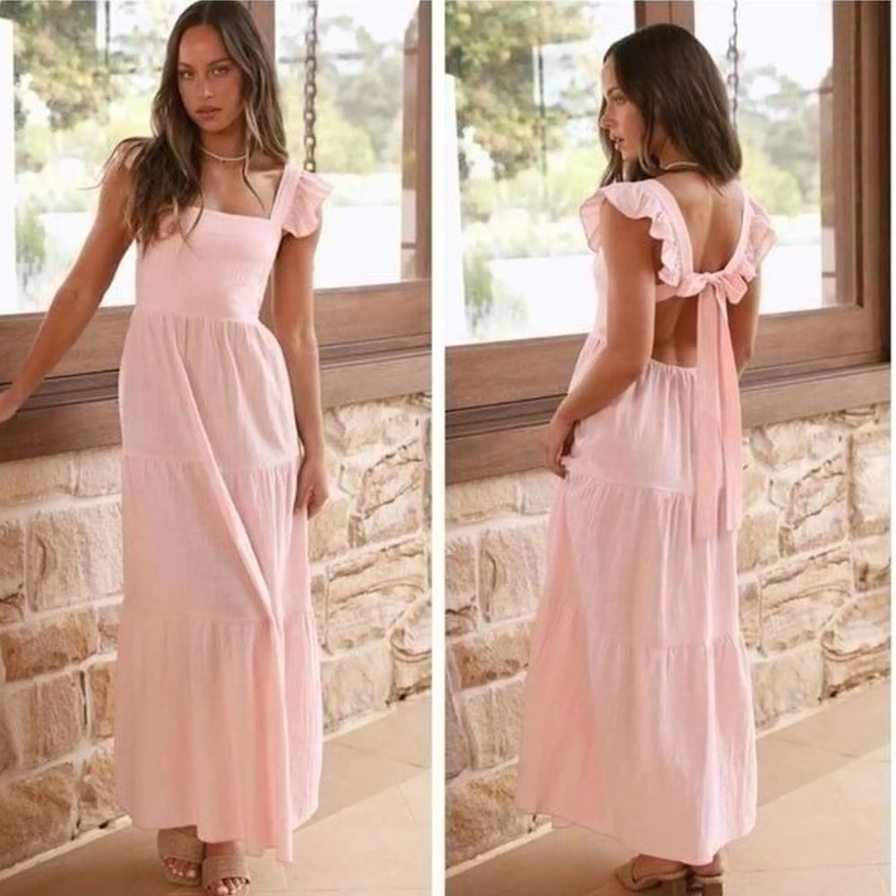 BNWT Revolve SNDYS. Everyday Baby Pink Peaches Maxi Dress XXL Baby Shower Girly
